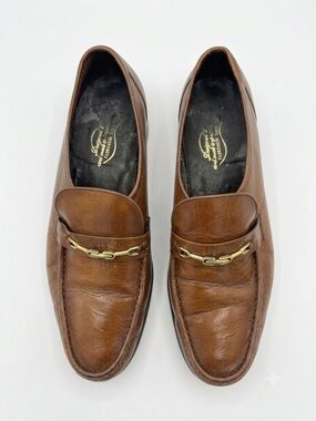 Vintage Florsheim Brown Leather Loafers Horsebit Size 12 (fits like 11)